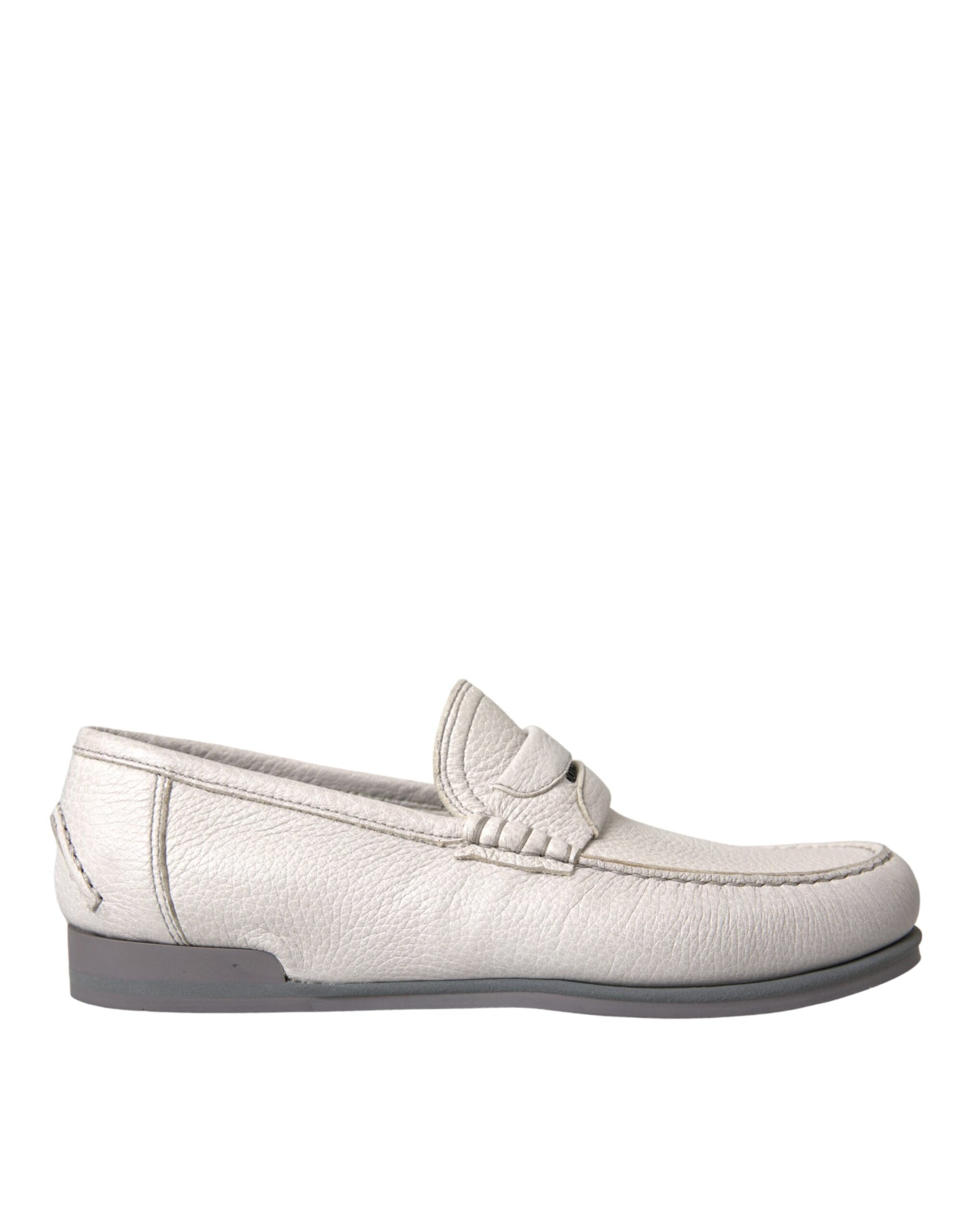 Witte grijze leren slip mocassin schoenen loafer