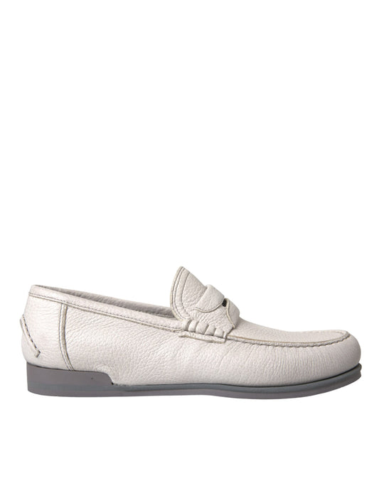 Witte grijze leren slip mocassin schoenen loafer