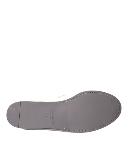 Witte grijze leren slip mocassin schoenen loafer