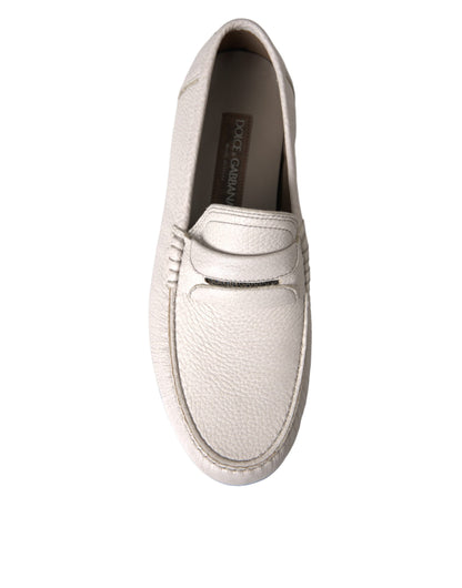 Witte grijze leren slip mocassin schoenen loafer