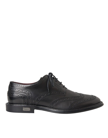 Zwarte leren Oxford Wingtip formele herenschoenen