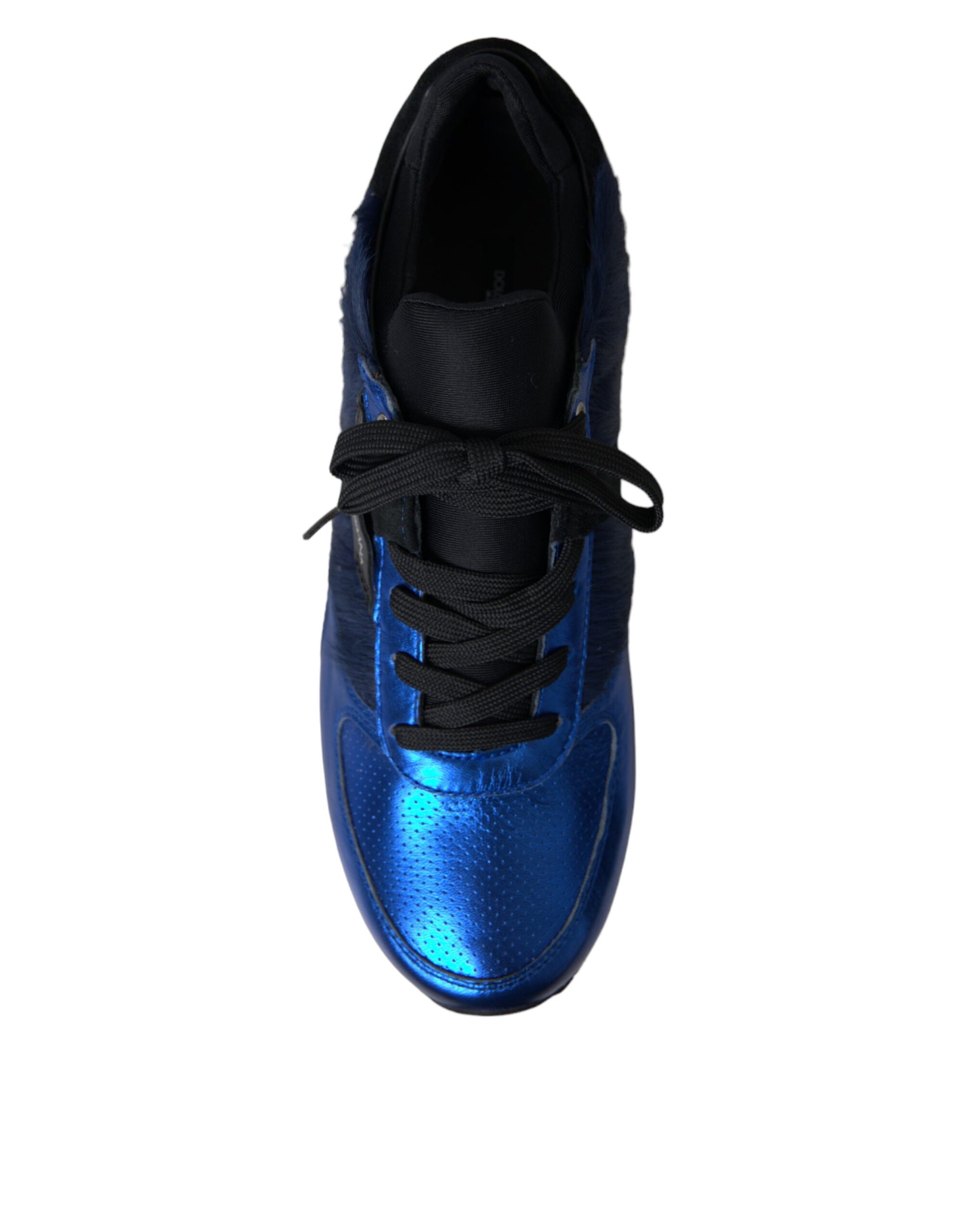 Blue Black Calf Hair Leather Sneakers Shoes