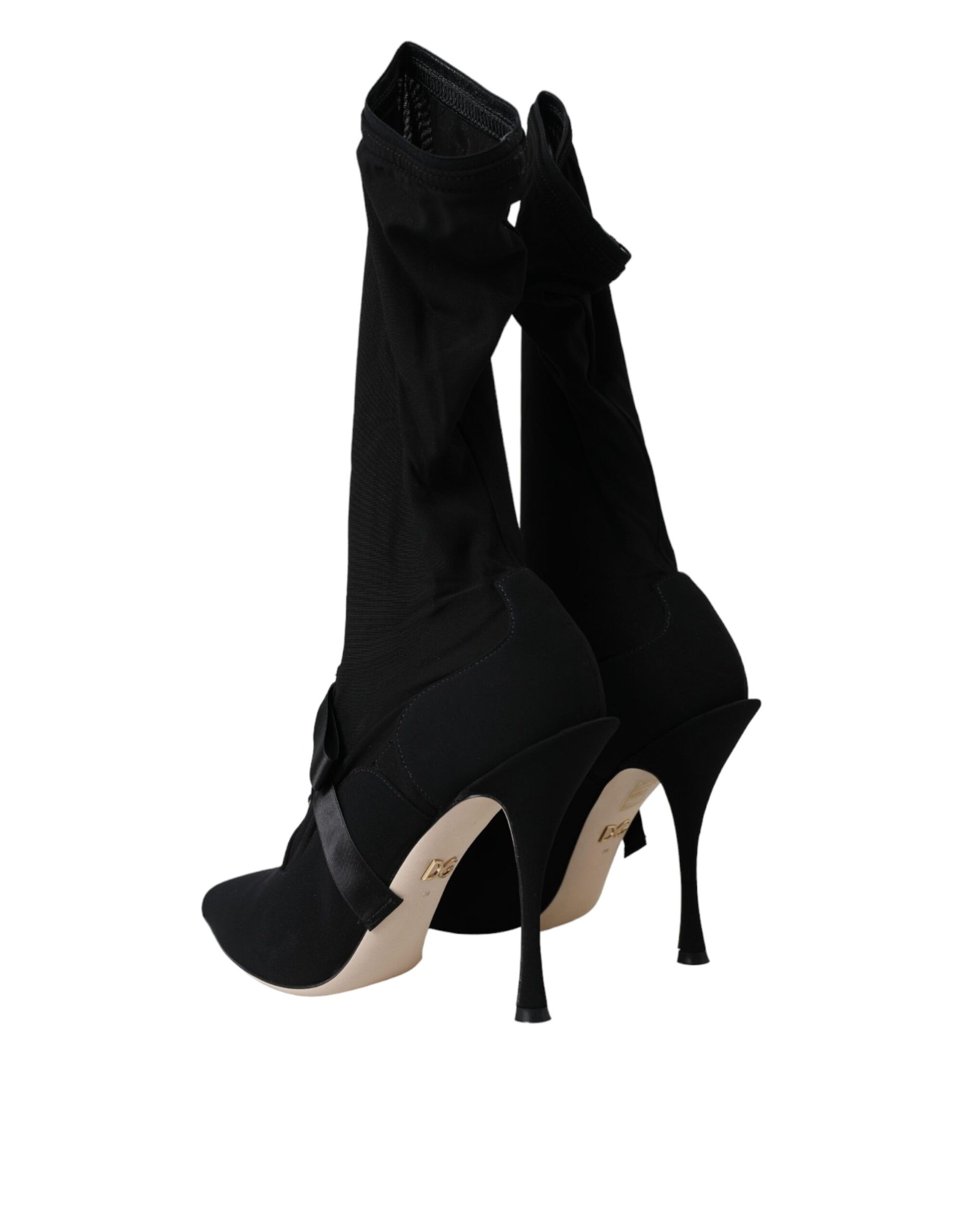 Zwarte Stiletto Hakken Mid Calf Laarzen Schoenen