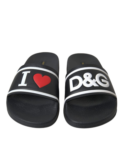 Zwarte leren I Love D&amp;G sandalen slippers schoenen