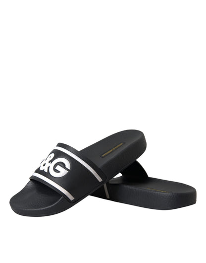 Zwarte leren I Love D&amp;G sandalen slippers schoenen