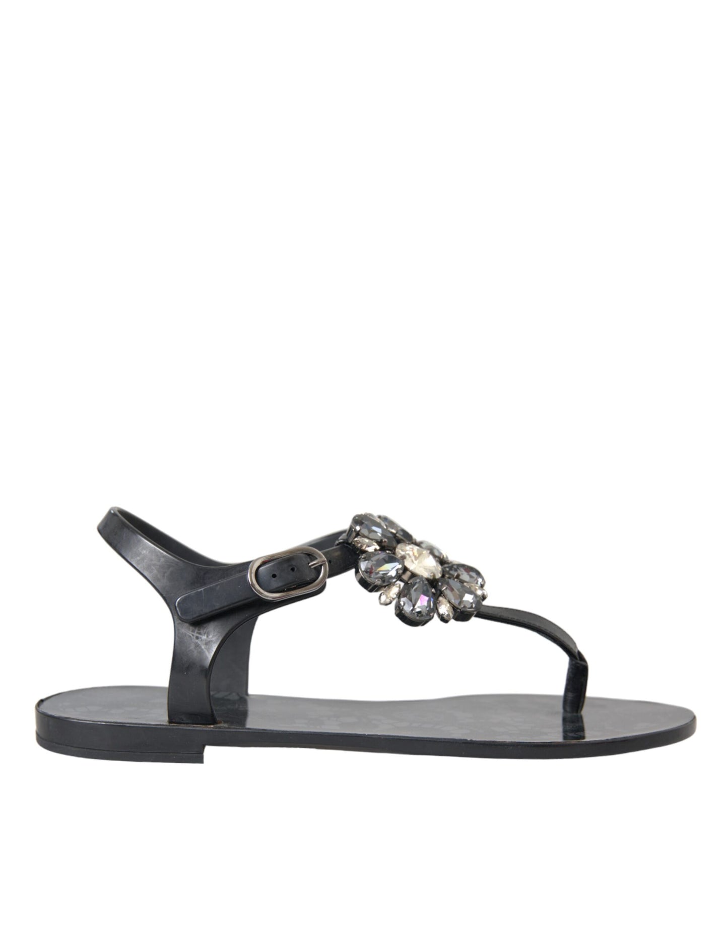 Zwarte Kristal Flats Sandalen Flip Flops Schoenen