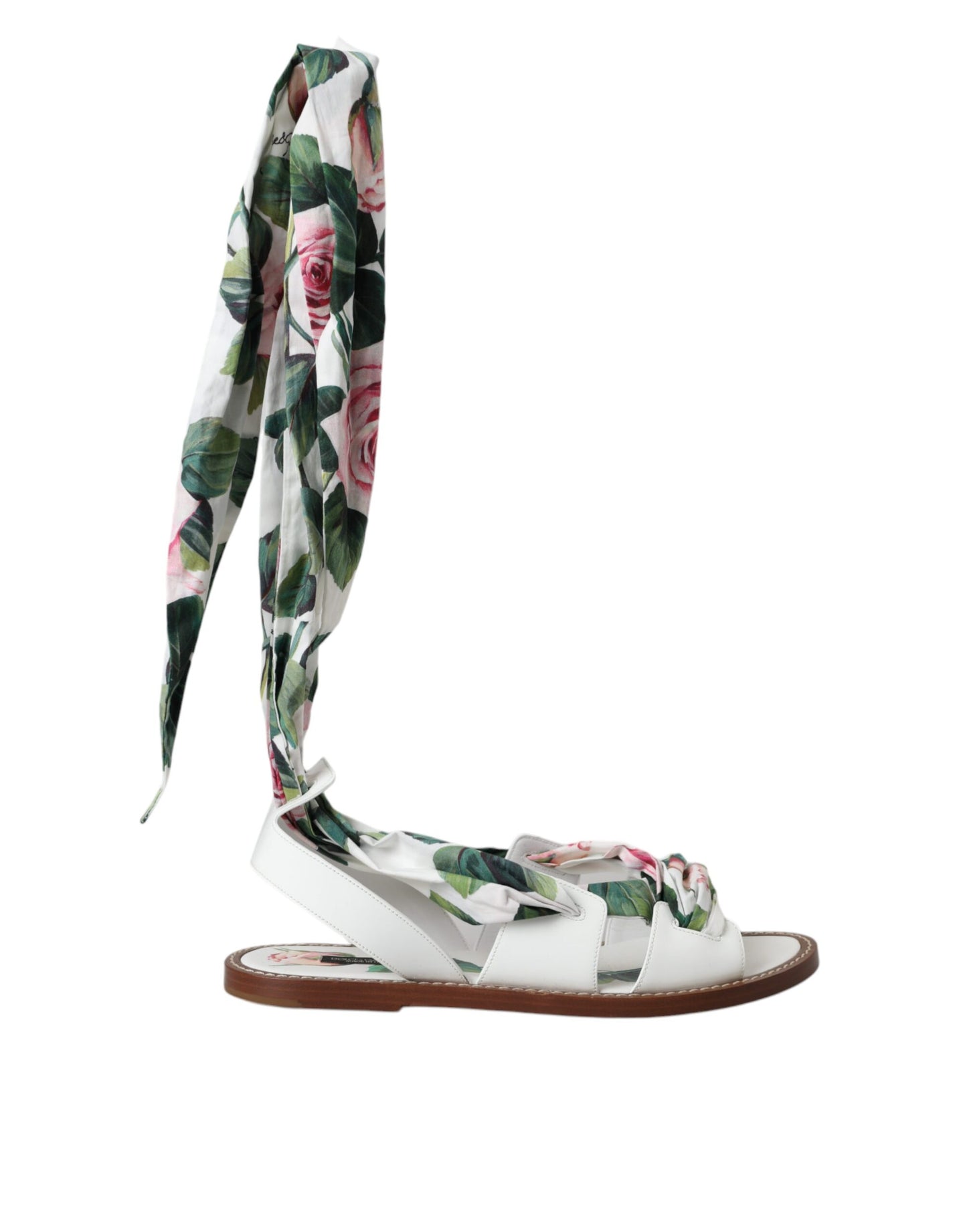 Meerkleurige enkelband sandalen met bloemenprint