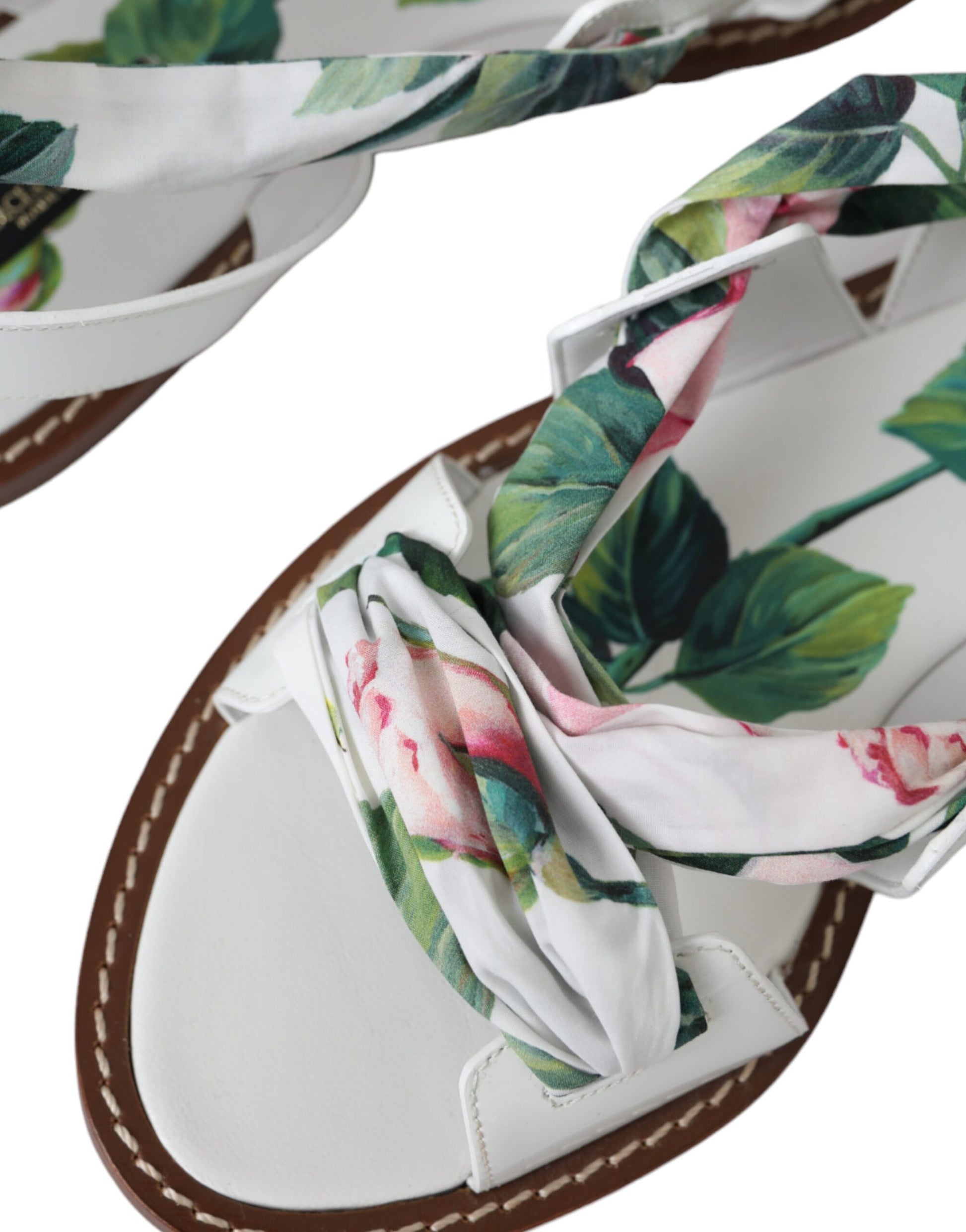 Meerkleurige enkelband sandalen met bloemenprint