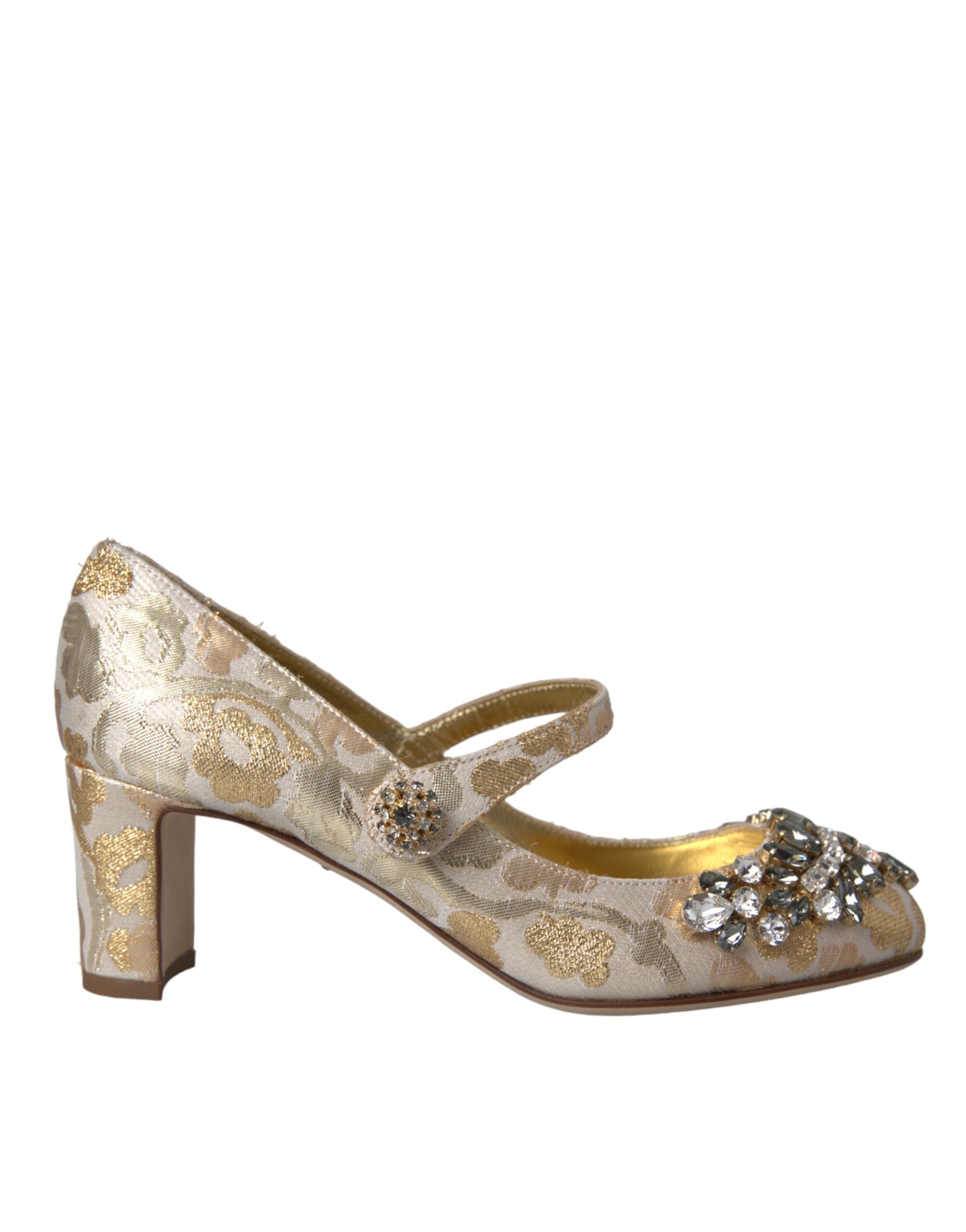 Gouden Jacquard Crystal Mary Janes Pumps Schoenen