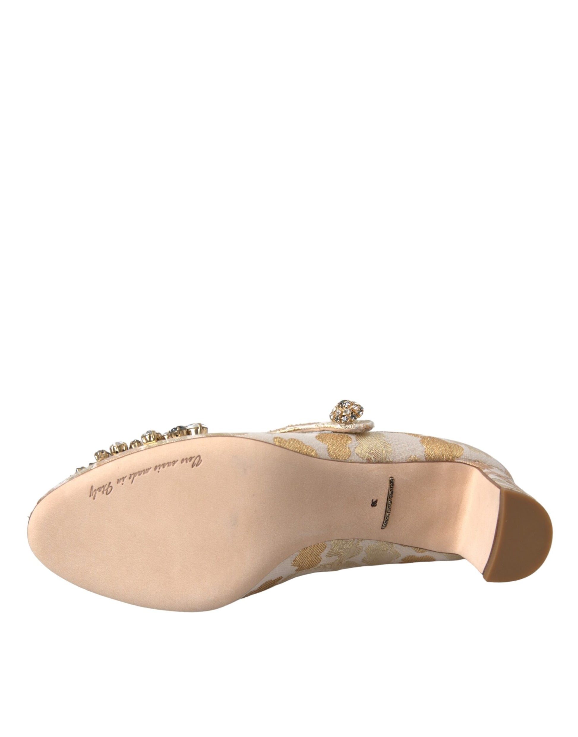 Gouden Jacquard Crystal Mary Janes Pumps Schoenen