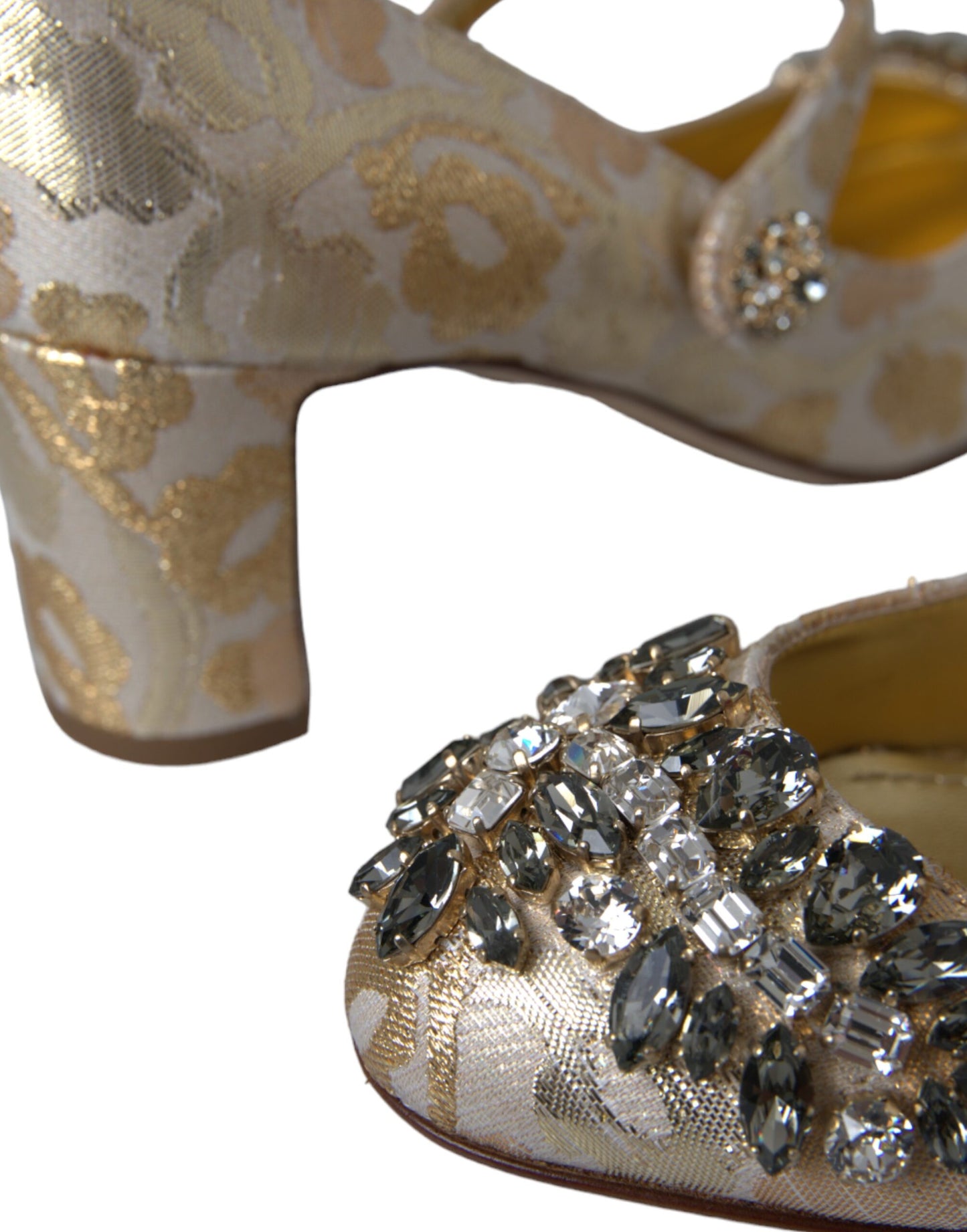 Gouden Jacquard Crystal Mary Janes Pumps Schoenen