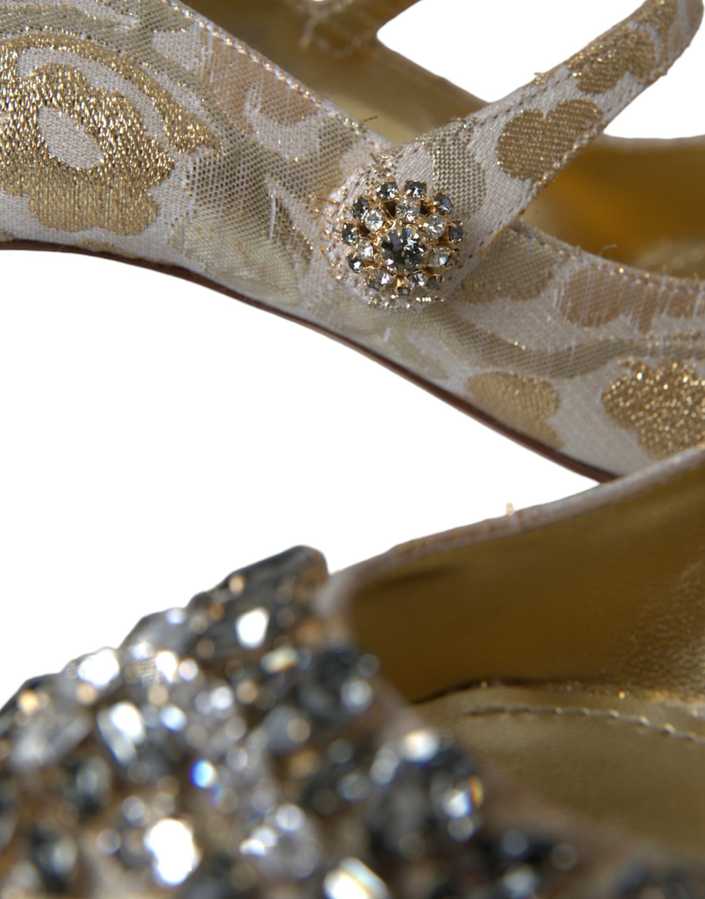 Gouden Jacquard Crystal Mary Janes Pumps Schoenen