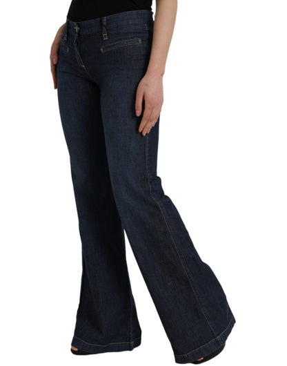 Donkerblauwe katoenen bootcut denim jeans