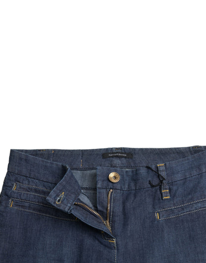 Donkerblauwe katoenen bootcut denim jeans