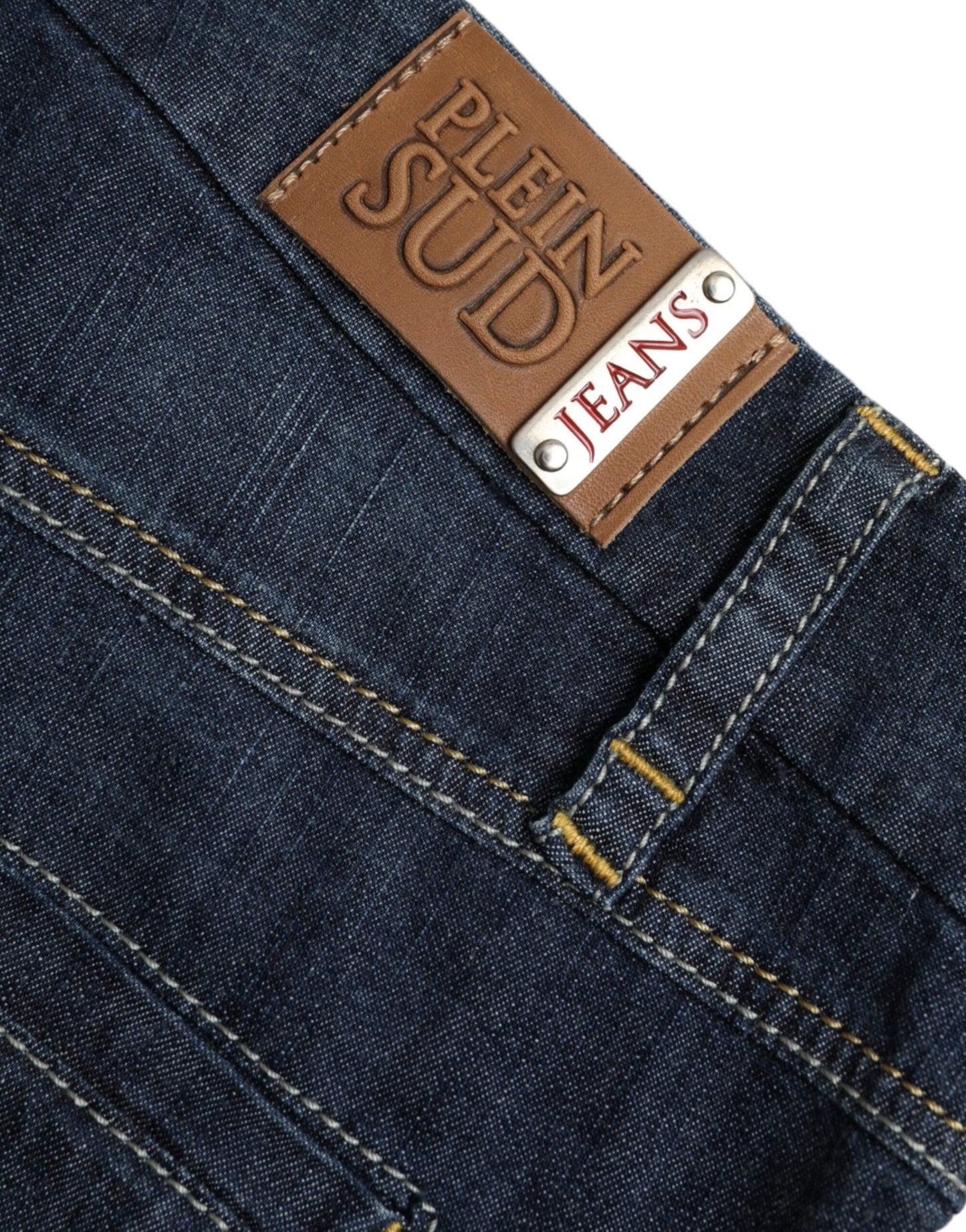 Donkerblauwe katoenen bootcut denim jeans