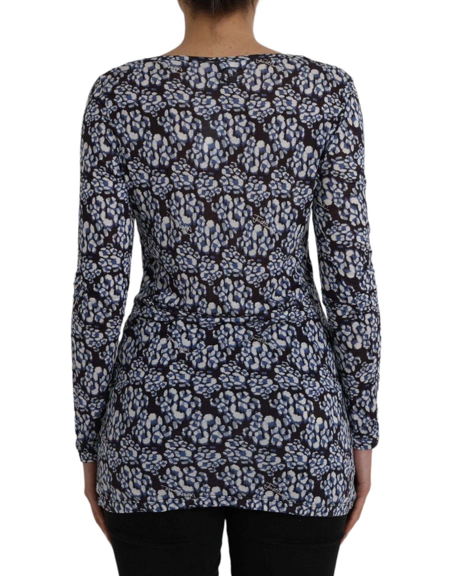 Blauwe bloemenkant lange mouwen top ondergoed blouse