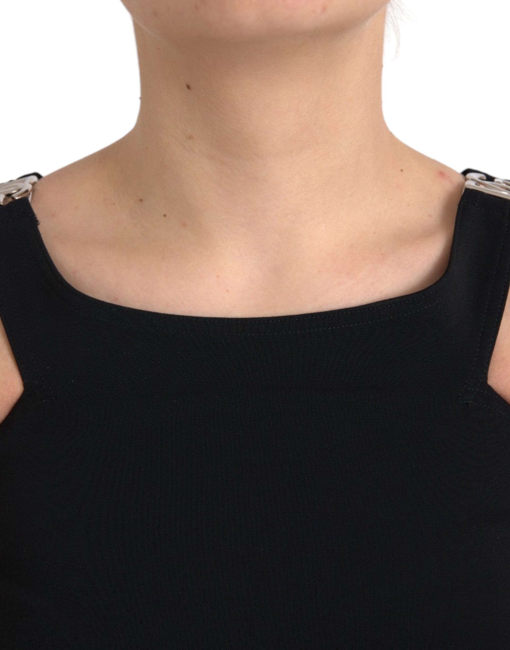 Zwarte mouwloze ronde hals cropped tanktop