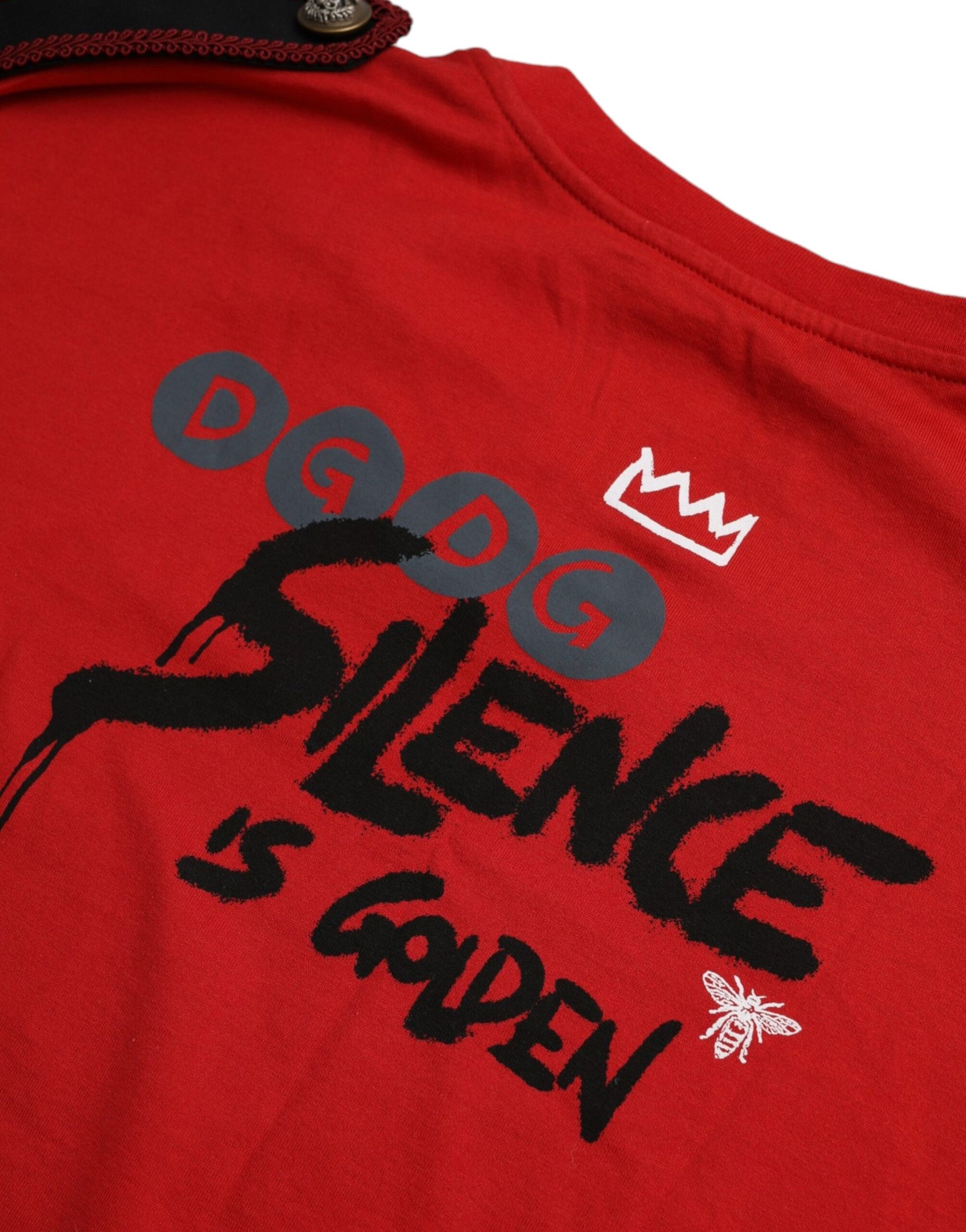 Rood katoenen T-shirt met ronde hals en grafische print