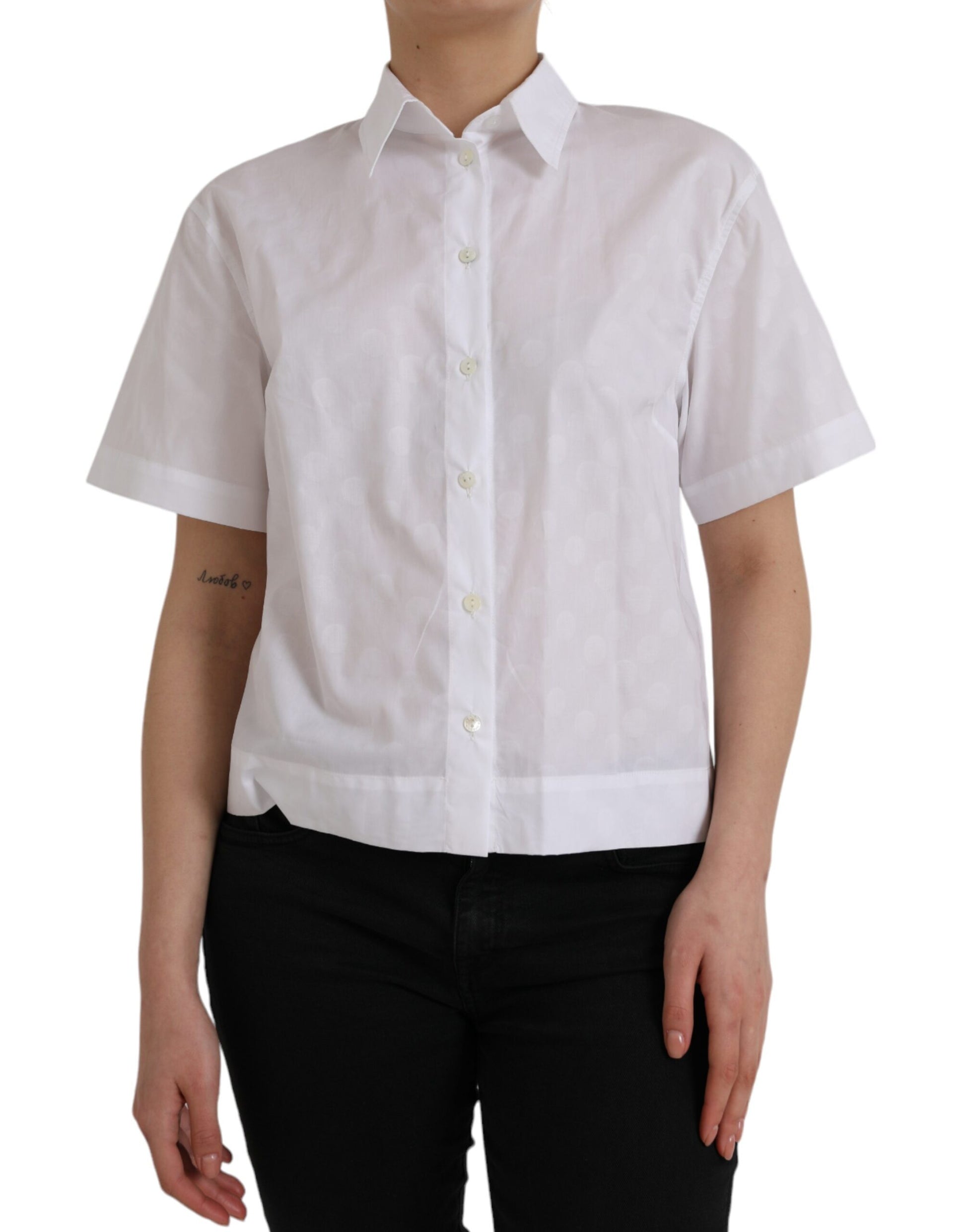 White Collared Short Sleeve Polo Shirt Top