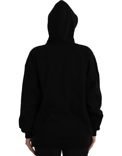 Zwarte katoenen logo hoodie met capuchon