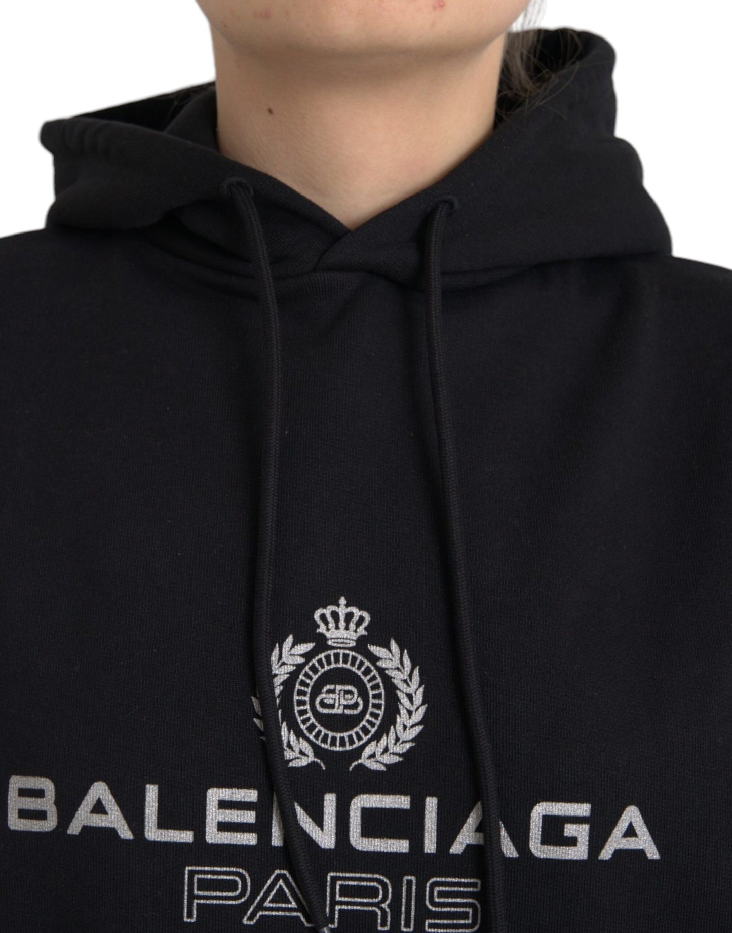 Zwarte katoenen logo hoodie met capuchon