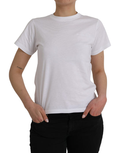 Wit katoenen T-shirt met ronde hals en korte mouwen