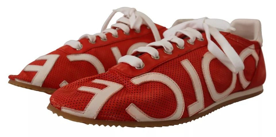 Rood Wit Leren Heren Logo Casual Sneakers Schoenen