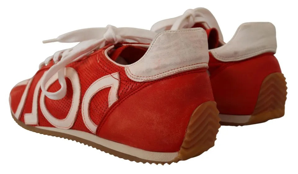 Rood Wit Leren Heren Logo Casual Sneakers Schoenen