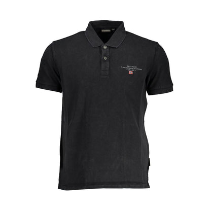 Zwarte katoenen heren poloshirt