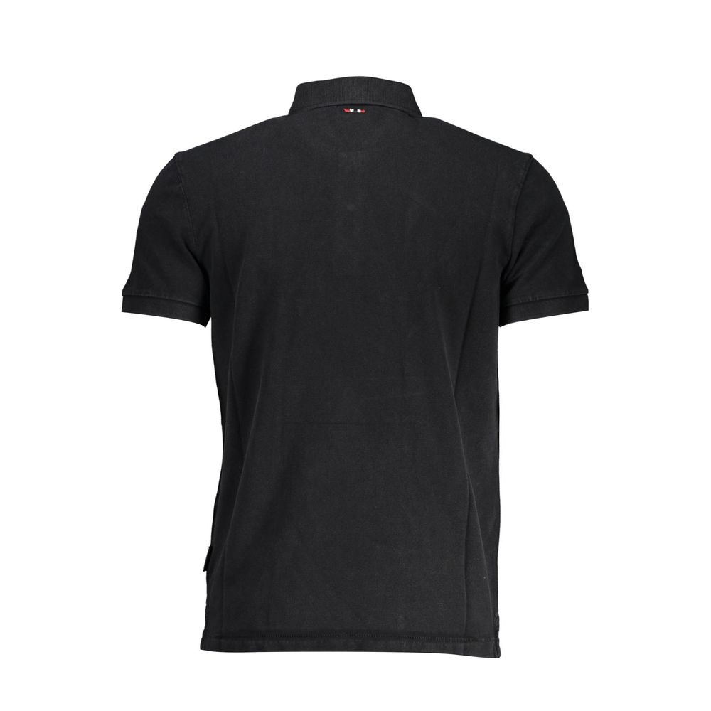 Zwarte katoenen heren poloshirt