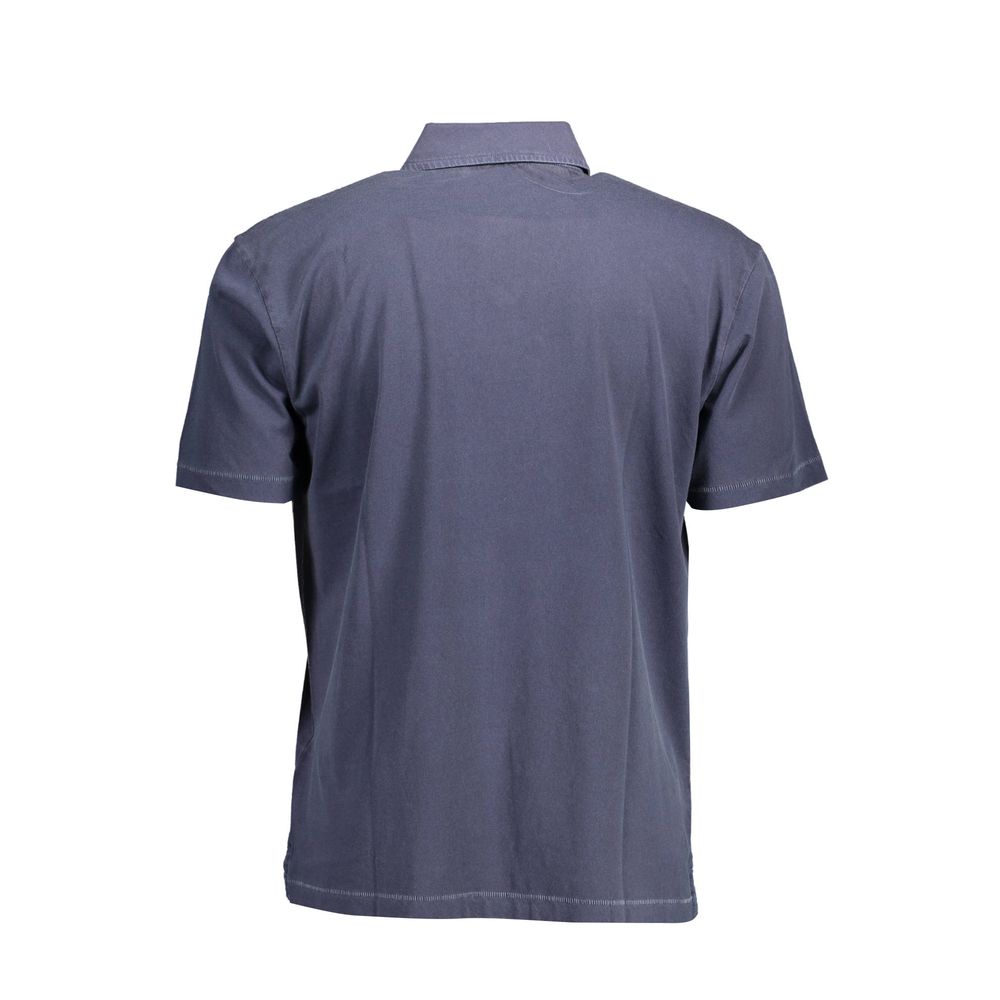 Blauw katoenen heren poloshirt