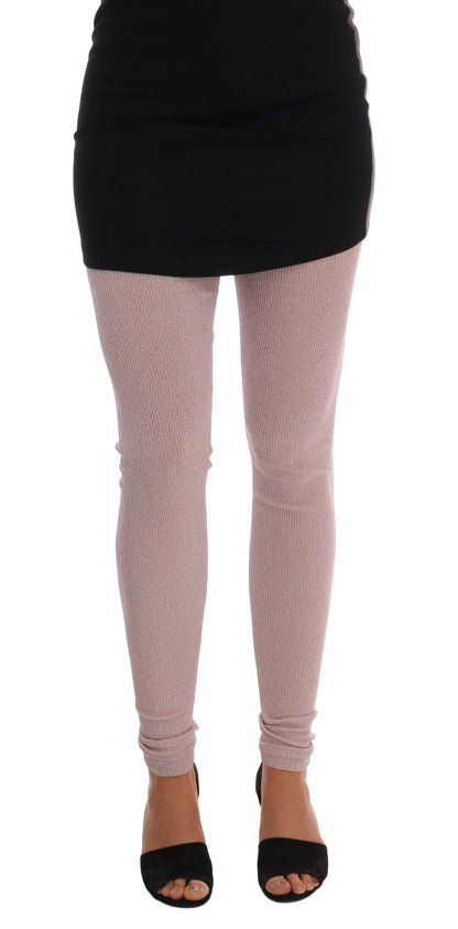 Elegante roze mid-waist stretchbroek