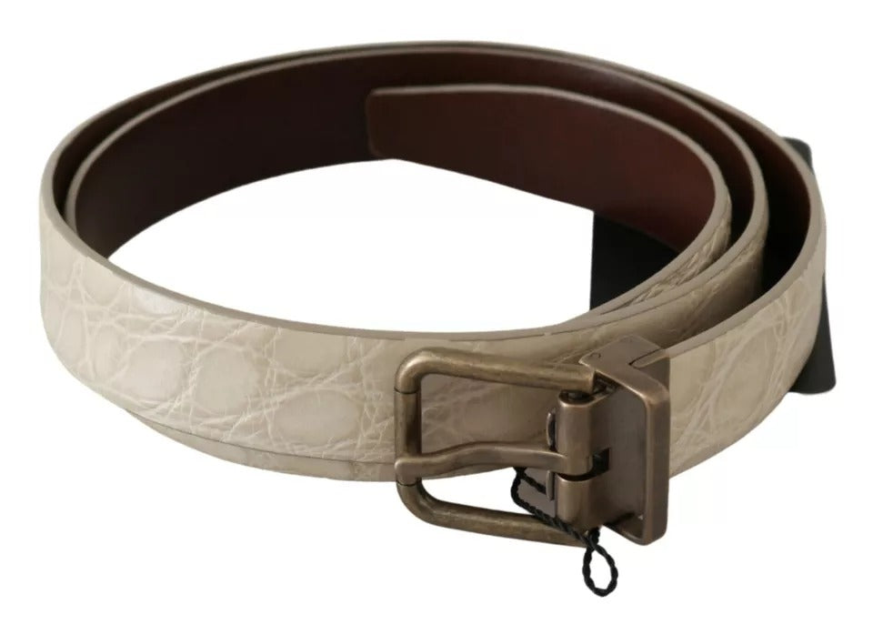 Crème beige gouden gesp taille leren riem