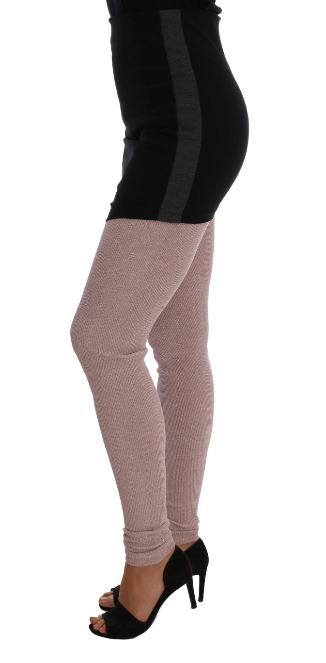 Elegante roze mid-waist stretchbroek