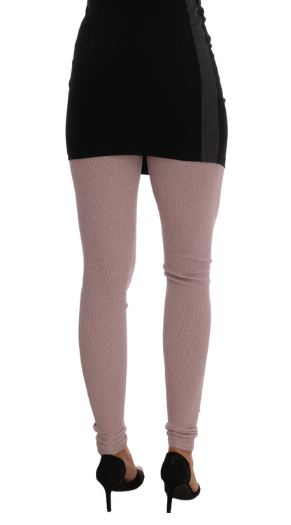 Elegante roze mid-waist stretchbroek