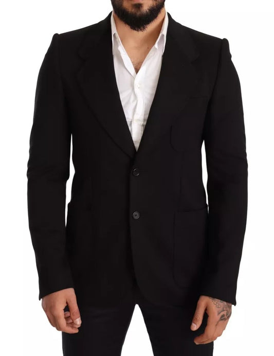 Zwarte wollen slim fit jas jasje blazer