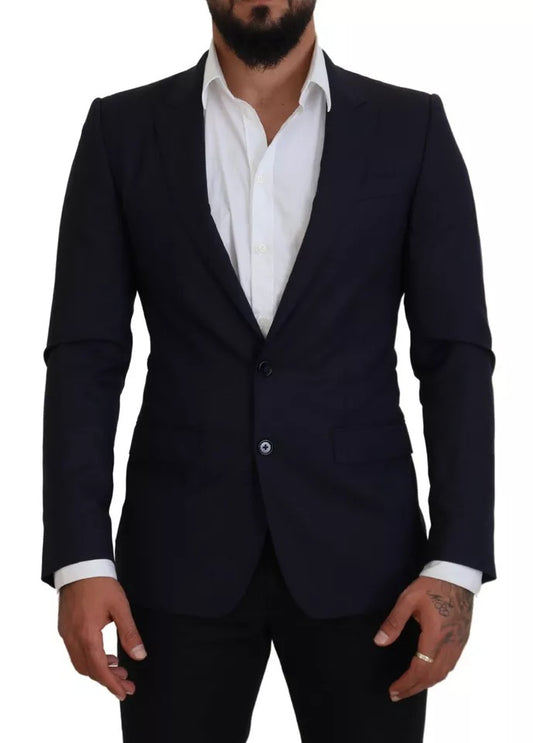 Blauwe wollen slim fit formele jas herenblazer