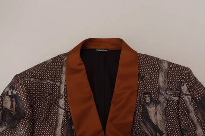 Bronzen apenprint zijden slim jasje blazer