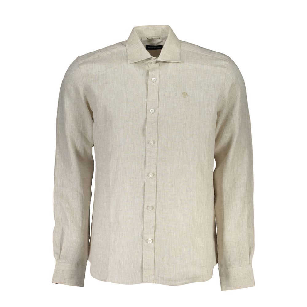 Beige Linen Men Shirt