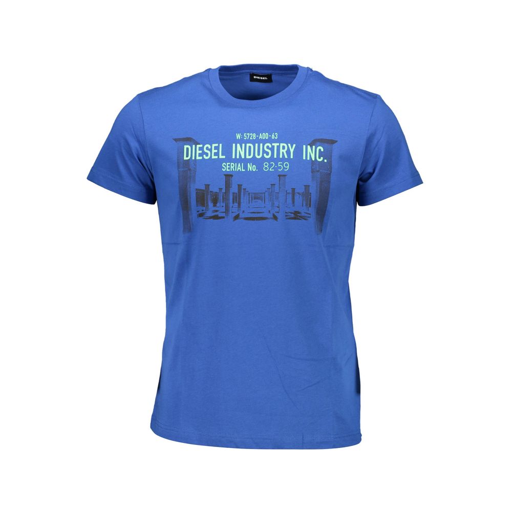 Blauw katoenen heren T-shirt