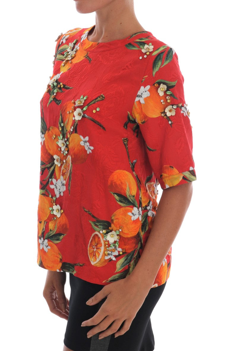 Versierde crêpe blouse met bloesemprint