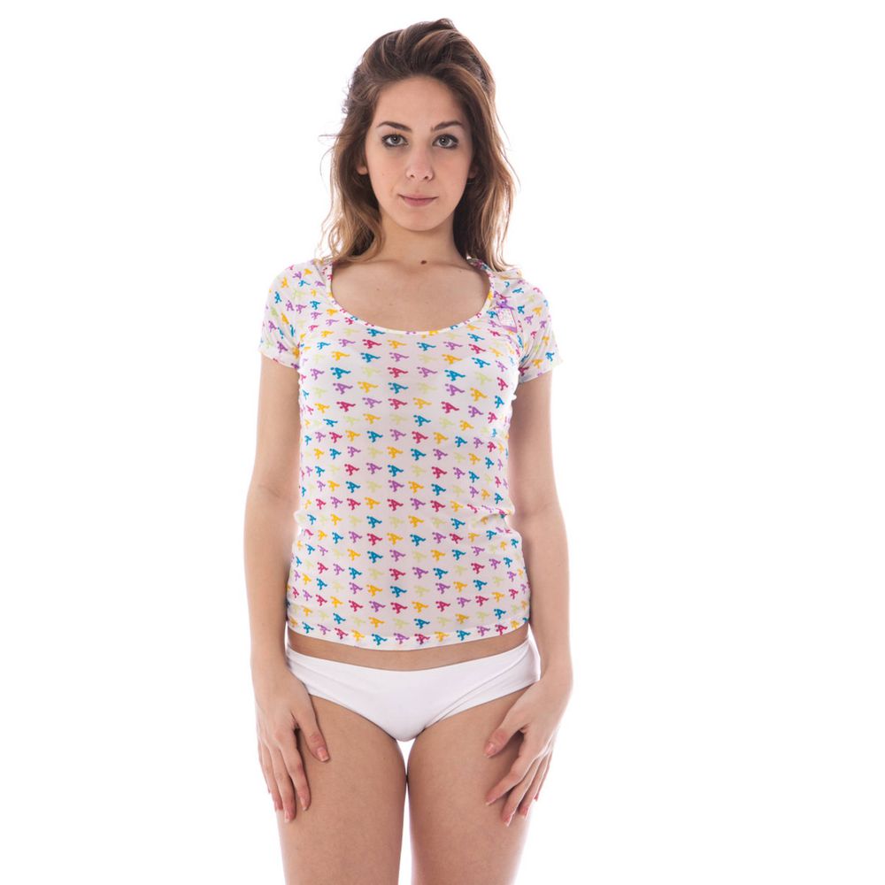 Witte nylon top en T-shirt