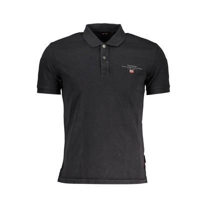 Zwarte katoenen heren poloshirt