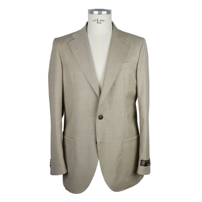 Beige wollen herenblazer