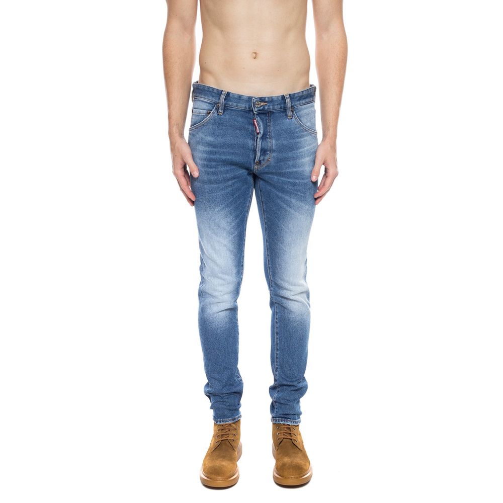 Blauwe katoenen distressed jeans voor heren