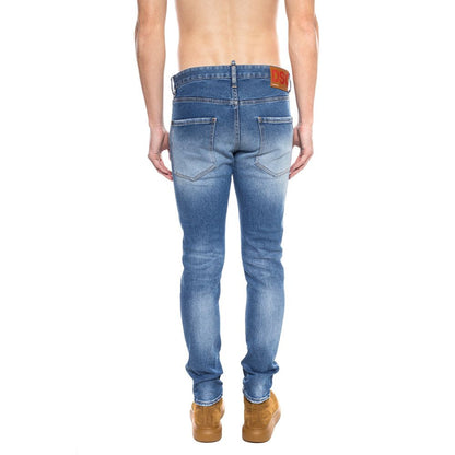 Blauwe katoenen distressed jeans voor heren