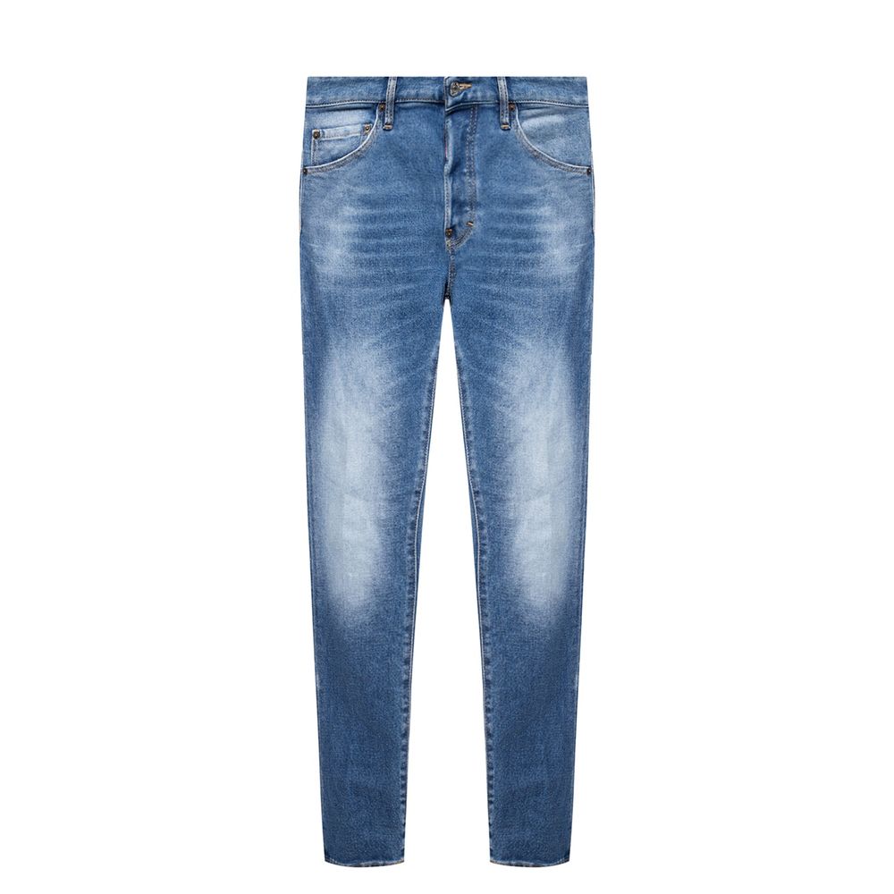 Blauwe katoenen distressed jeans voor heren