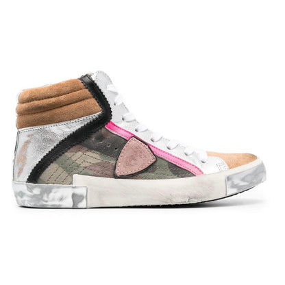 Legergroene hoge sneakers met leren accenten