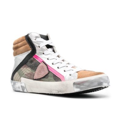 Legergroene hoge sneakers met leren accenten