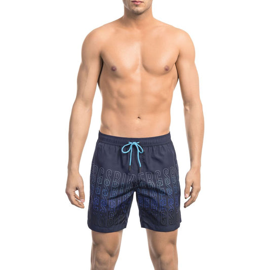 Blauwe polyester heren zwemshort